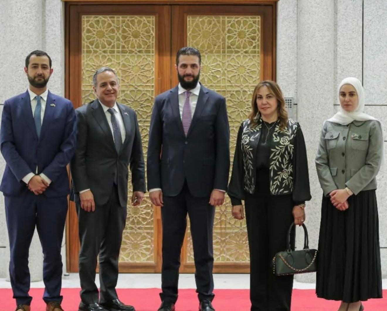 President Ahmad Al-Sharaa with Maissa Kabbani and Syrian activists at the Presidential Palace in Damascus, united in their efforts to shape a vision for Syria’s future.