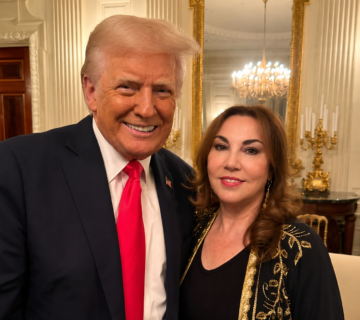 Maissa Kabbani, Chief Executive Officer of SyriaUS Advisory Group (SAG), with U S  President Donald Trump — Ramadan iftar at the White House, 28 March 2025 